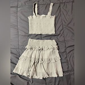 Two-Piece Green Matching Skirt Set